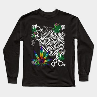 420 weed Optical illusion Cogs Long Sleeve T-Shirt